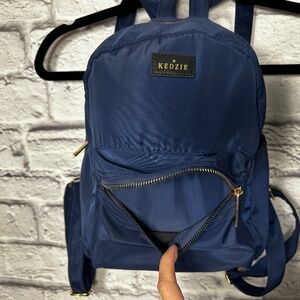 Kedzie Mini Backpack – Navy Blue Nylon with Gold Hardware